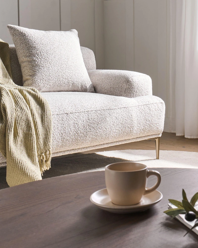 Beliani 3 vietų sofa MATILA, boucle audinys, balta