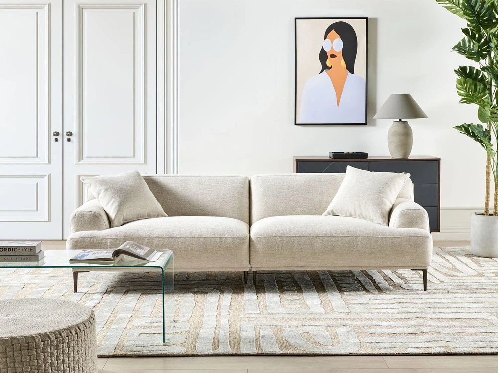 Beliani 3 vietų sofa MATILA šviesiai smėlio spalvos
