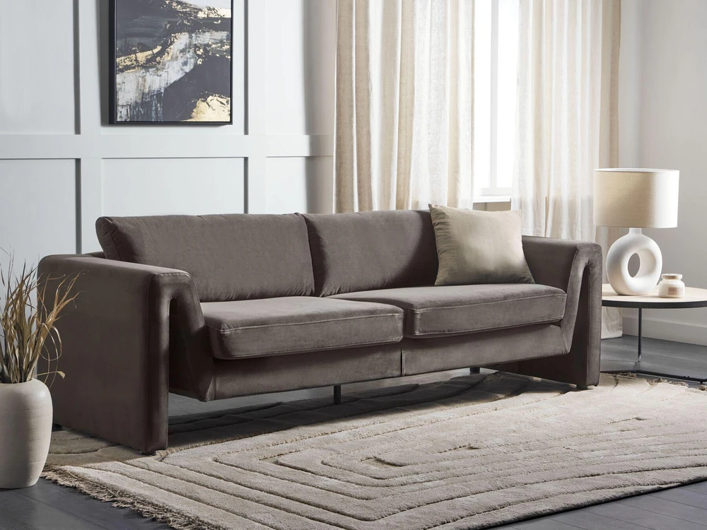 Beliani 3 vietų sofa MAUNU veliūrinė grafito spalvos