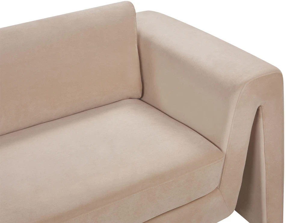 Beliani 3 vietų sofa MAUNU veliūrinė smėlio spalvos