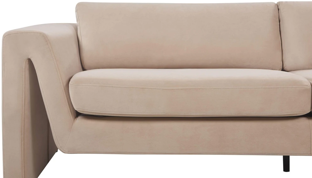 Beliani 3 vietų sofa MAUNU veliūrinė smėlio spalvos