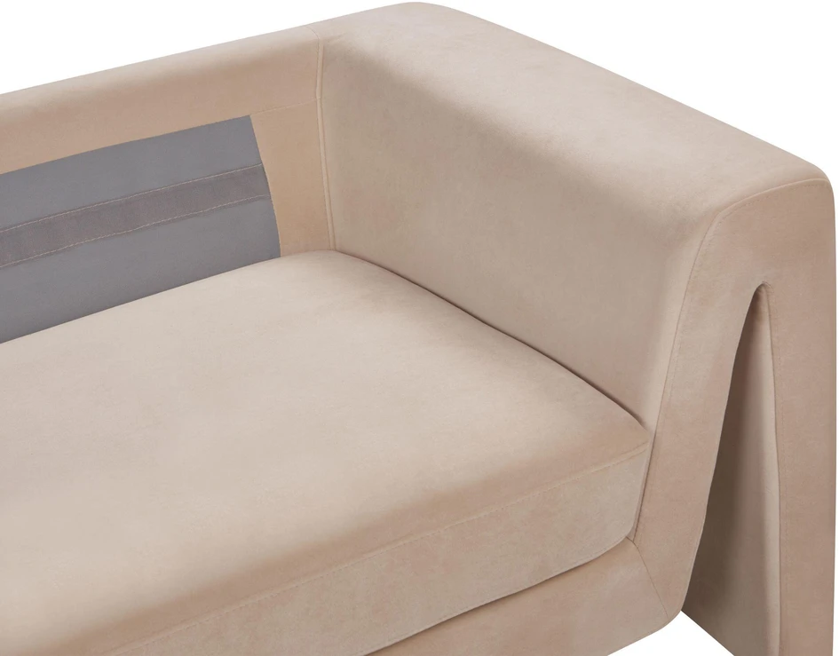 Beliani 3 vietų sofa MAUNU veliūrinė smėlio spalvos