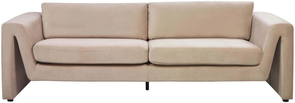 Beliani 3 vietų sofa MAUNU veliūrinė smėlio spalvos