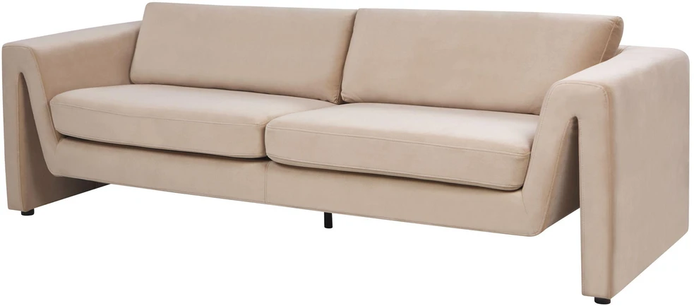Beliani 3 vietų sofa MAUNU veliūrinė smėlio spalvos