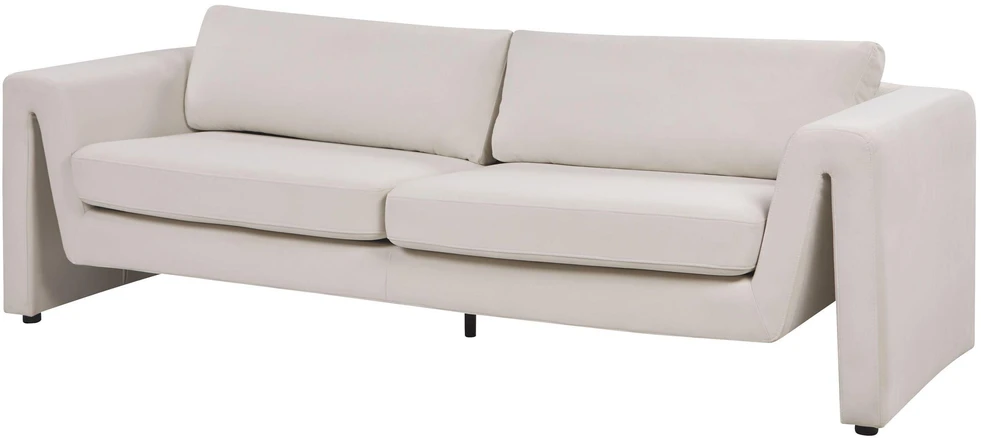 Beliani 3 vietų sofa MAUNU veliūrinė šviesiai smėlio spalvos