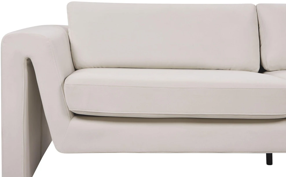Beliani 3 vietų sofa MAUNU veliūrinė šviesiai smėlio spalvos