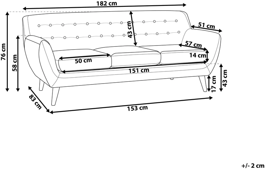 Beliani 3 vietų sofa MOTALA šviesiai smėlio spalvos