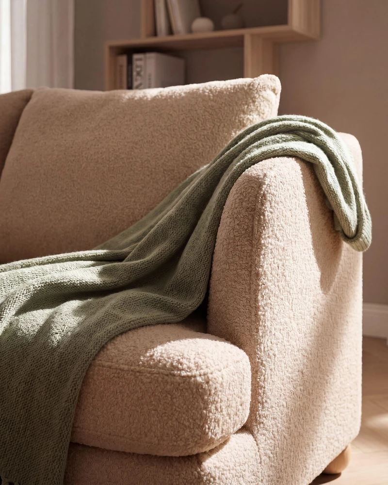 Beliani 3 vietų sofa RATTVIK Boucle smėlio spalvos