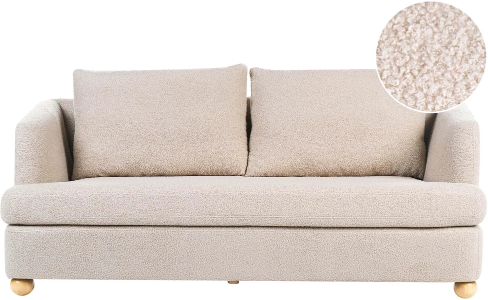 Beliani 3 vietų sofa RATTVIK Boucle smėlio spalvos