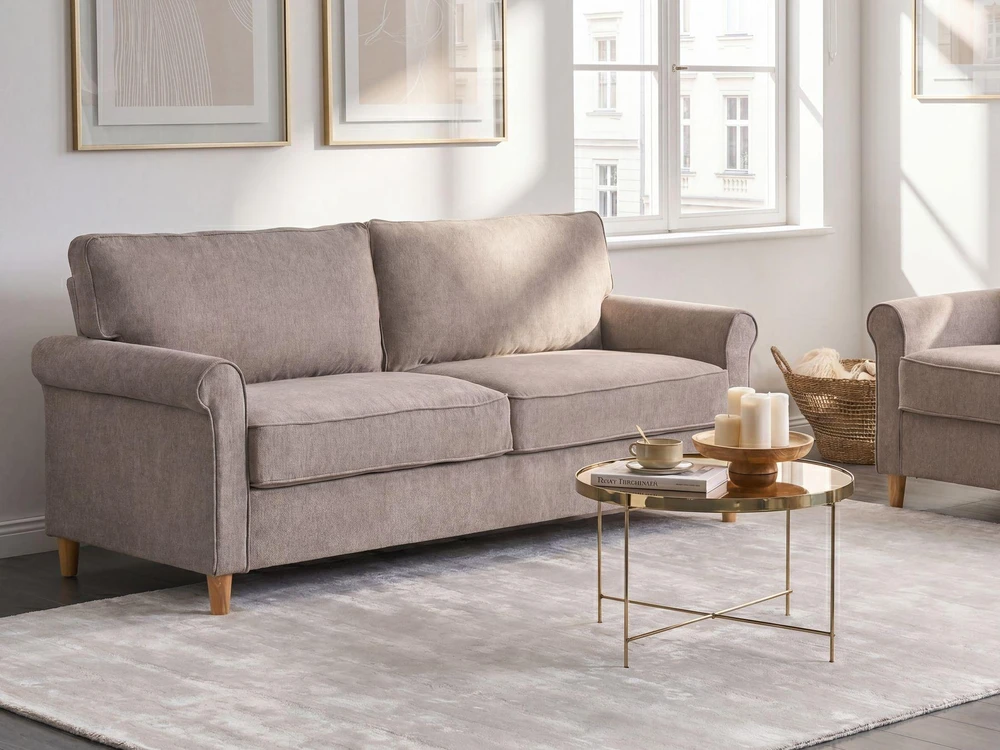 Beliani 3 vietų sofa RONNEBY šviesiai ruda