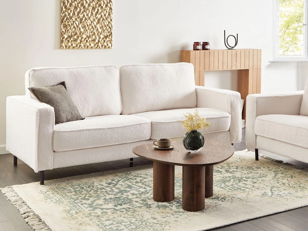 Beliani 3 vietų sofa SAVALEN Boucle balta