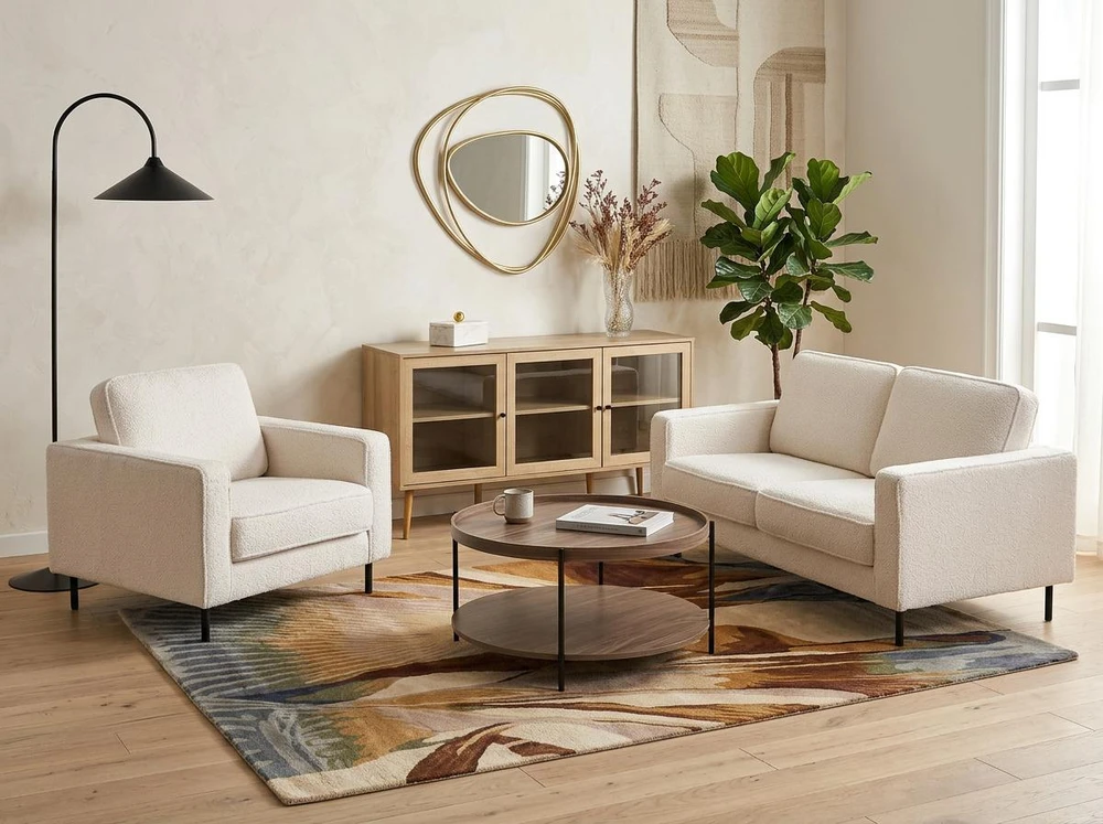 Beliani 3 vietų sofa SAVALEN Boucle balta