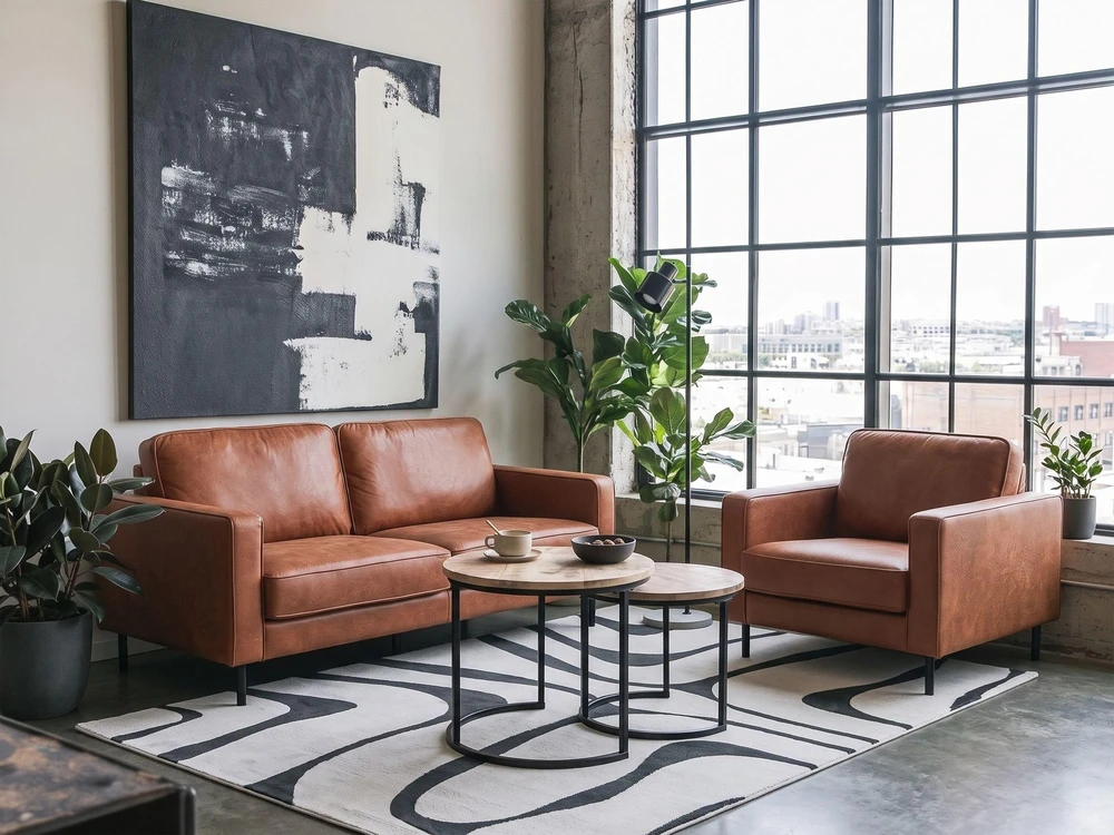Beliani 3 vietų sofa SAVALEN ekologiška oda, auksinė ruda