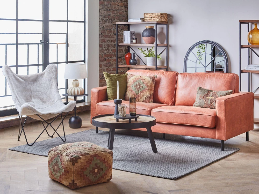 Beliani 3 vietų sofa SAVALEN ekologiška oda, auksinė ruda