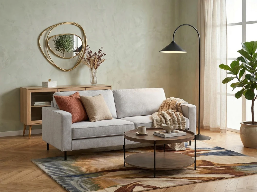 Beliani 3 vietų sofa SAVALEN šviesiai pilka