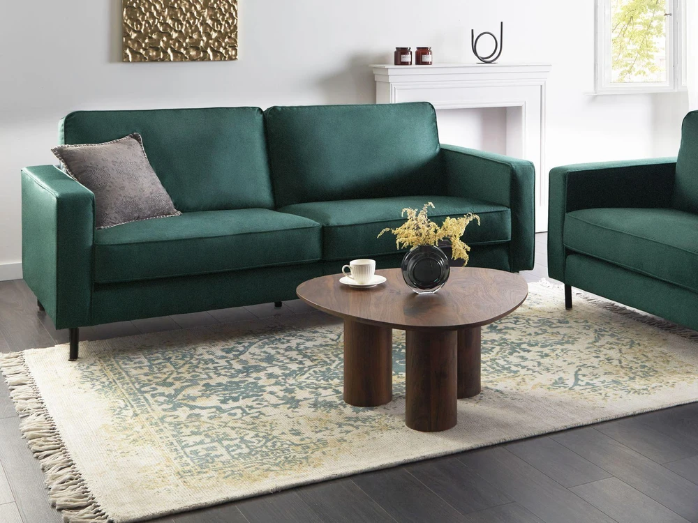 Beliani 3 vietų sofa SAVALEN tamsiai žalias veliūras