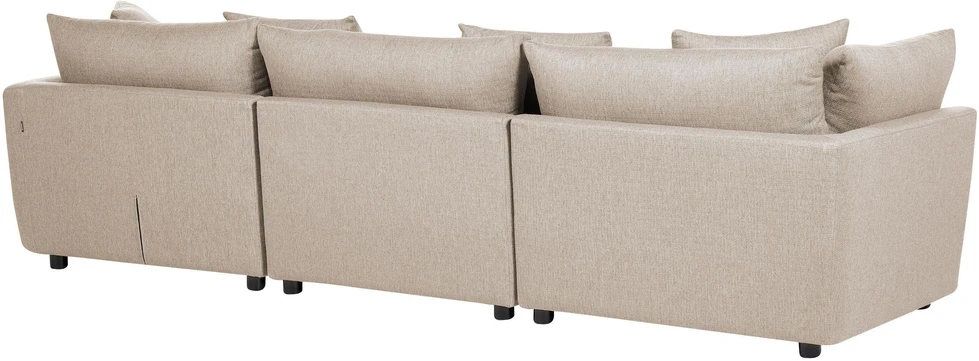 Beliani 3 vietų sofa SIGTUNA, smėlio spalvos su otomane