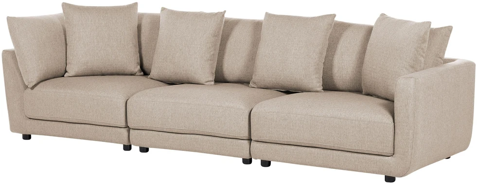 Beliani 3 vietų sofa SIGTUNA, smėlio spalvos su otomane