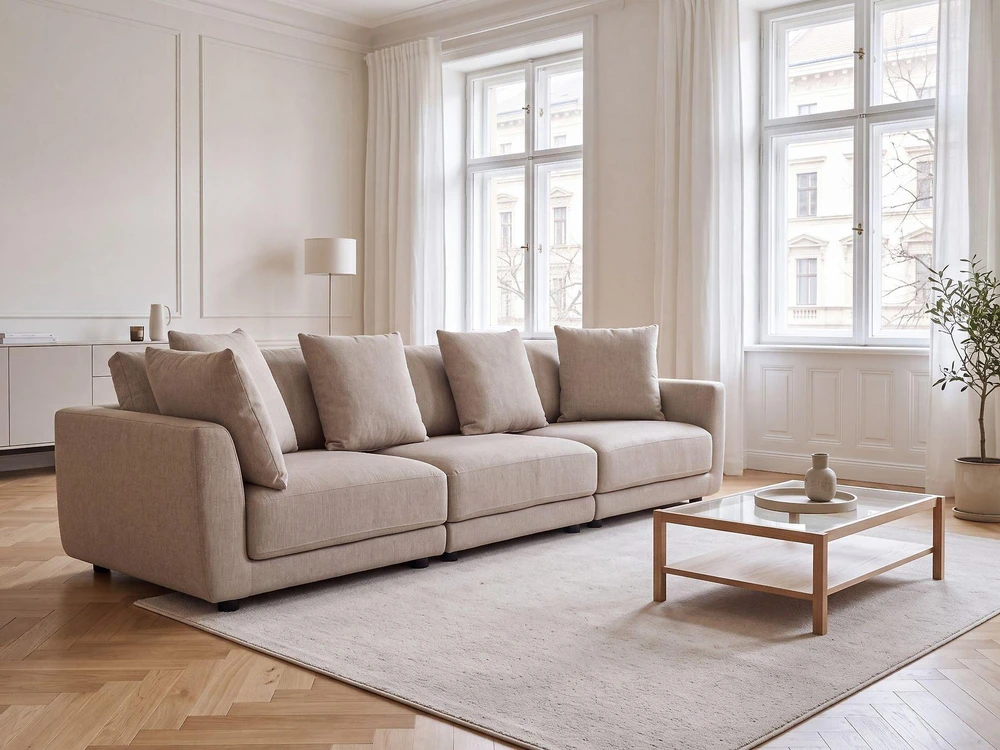 Beliani 3 vietų sofa SIGTUNA, smėlio spalvos