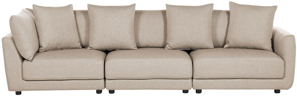 Beliani 3 vietų sofa SIGTUNA, smėlio spalvos su otomane