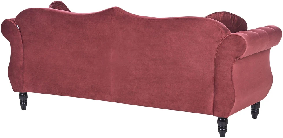 Beliani 3 vietų sofa SKIEN aksominė bordo