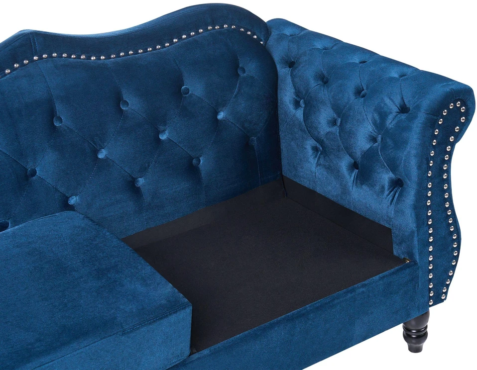 Beliani 3 vietų sofa SKIEN aksominė tamsiai mėlyna
