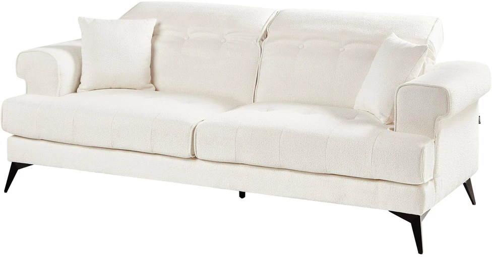 Beliani 3 vietų sofa SKIVE Boucle balta