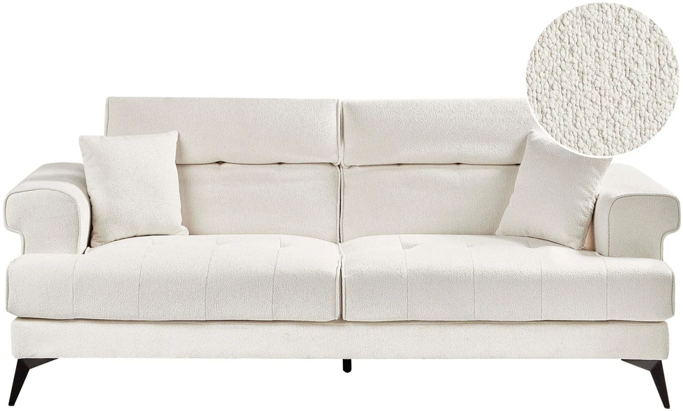 Beliani 3 vietų sofa SKIVE Boucle balta
