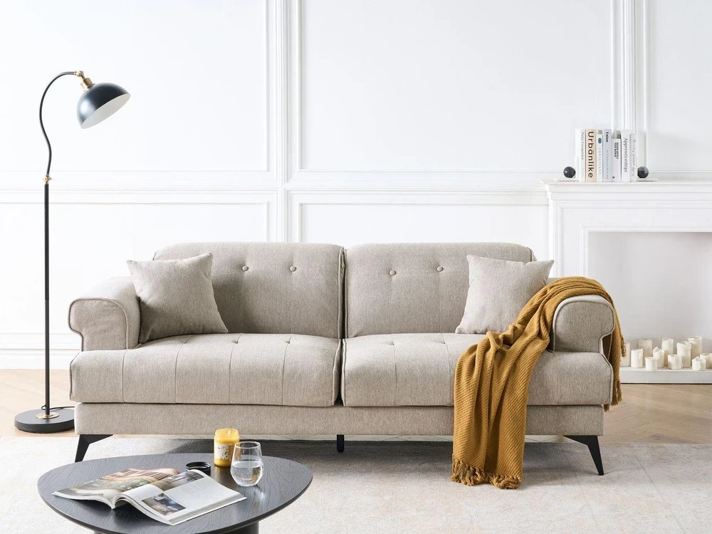 Beliani 3 vietų sofa SKIVE smėlio pilkos spalvos