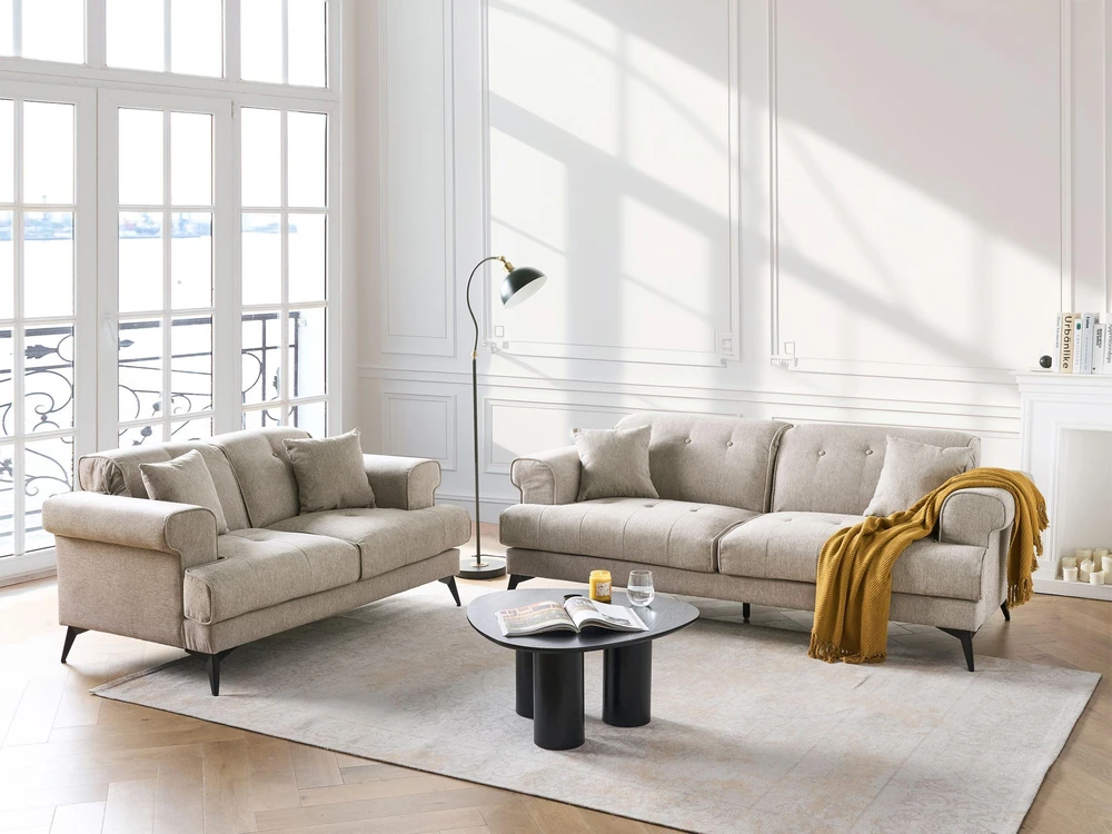 Beliani 3 vietų sofa SKIVE smėlio pilkos spalvos