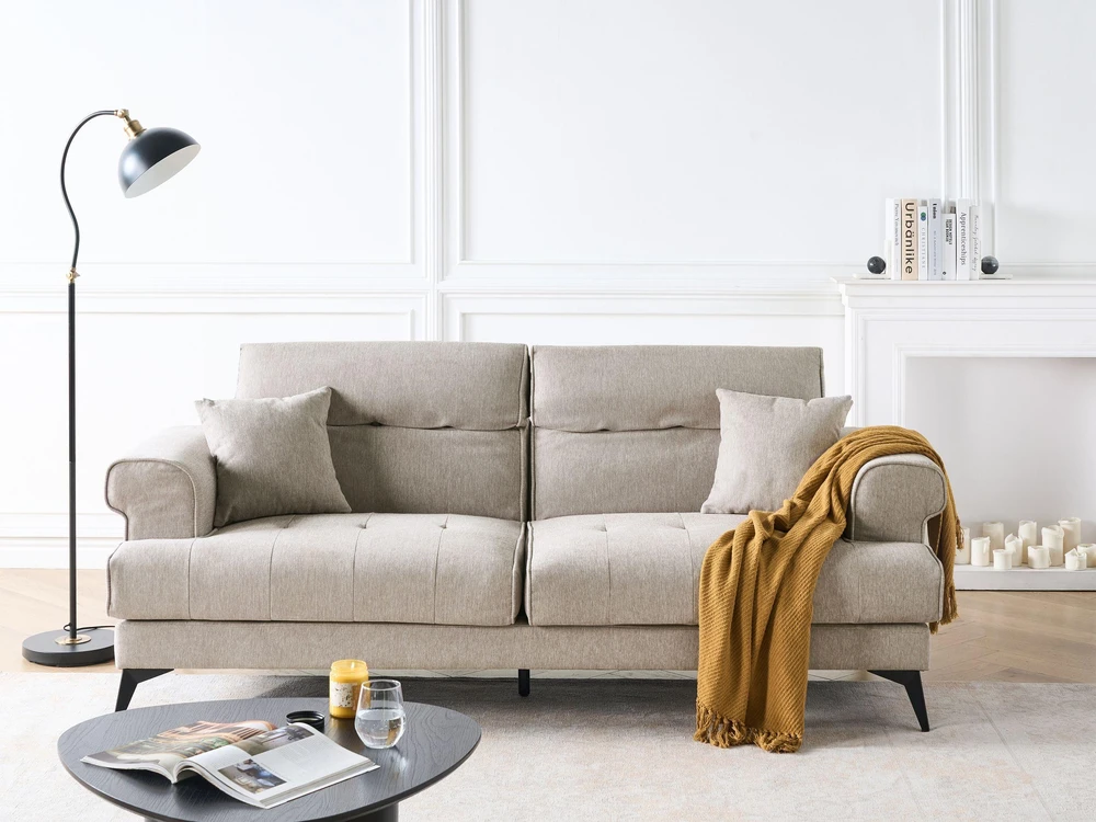 Beliani 3 vietų sofa SKIVE smėlio pilkos spalvos