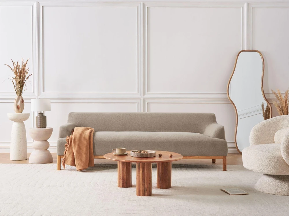 Beliani 3 vietų sofa SOSJO smėlio ir pilkos spalvos