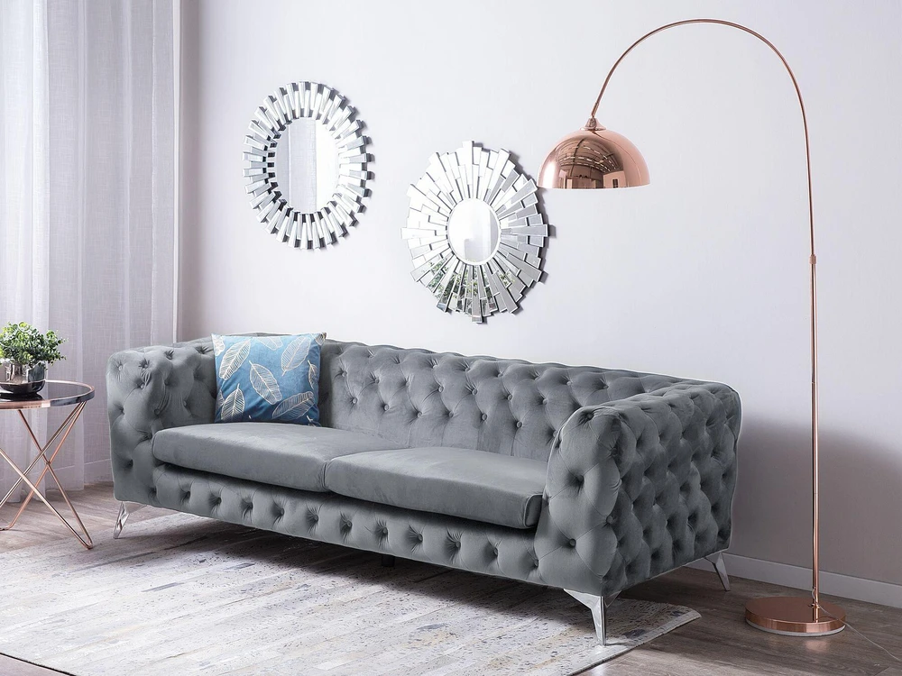 Beliani 3 vietų sofa SOTRA aksominė pilka