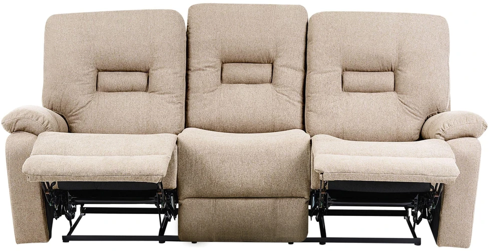 Beliani 3 vietų sofa su rankine relaksacijos funkcija BERGEN smėlio spalvos