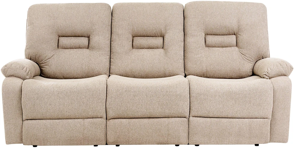 Beliani 3 vietų sofa su rankine relaksacijos funkcija BERGEN smėlio spalvos
