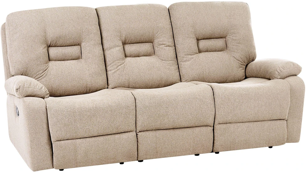 Beliani 3 vietų sofa su rankine relaksacijos funkcija BERGEN smėlio spalvos