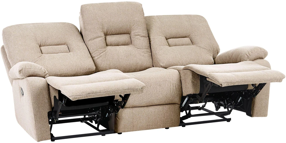 Beliani 3 vietų sofa su rankine relaksacijos funkcija BERGEN smėlio spalvos