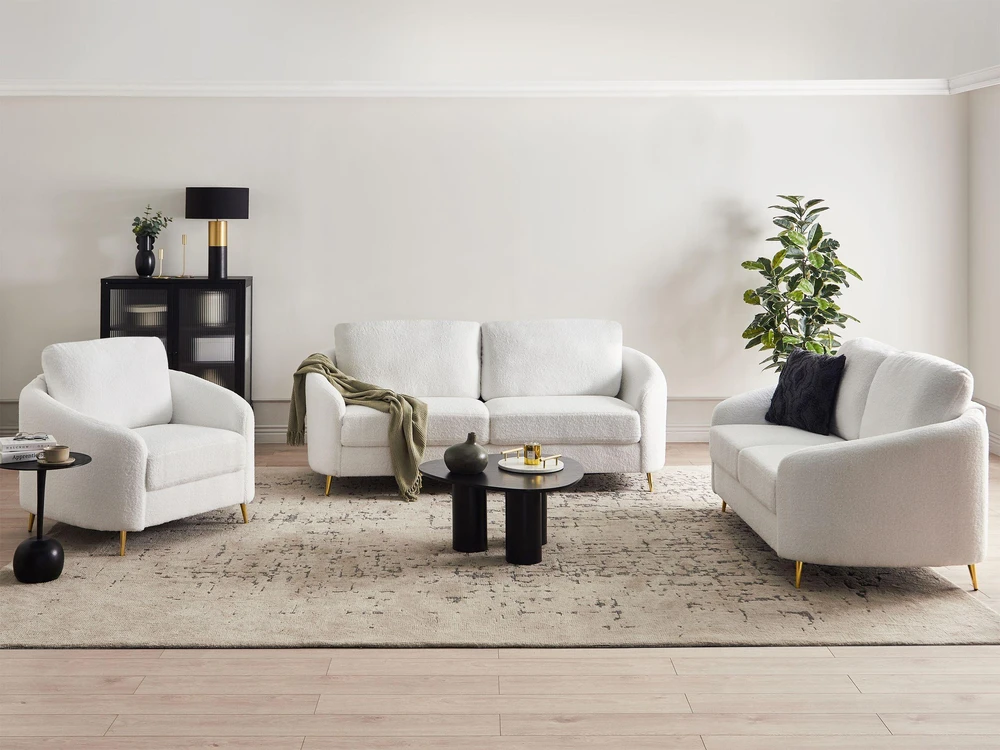 Beliani 3 vietų sofa TROSA Boucle balta