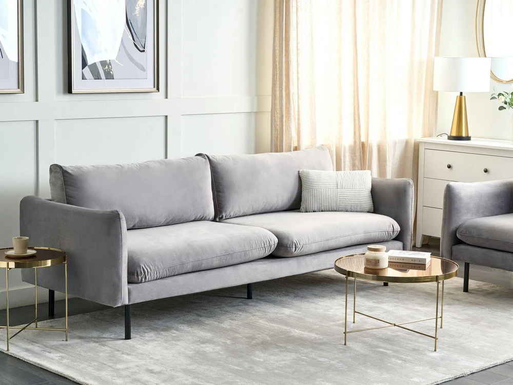 Beliani 3 vietų sofa VINTERBRO aksominė pilka