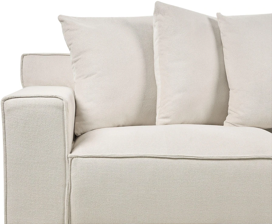 Beliani 3 vietų sofa VISKAN iš šenilo, nebalintos medvilnės spalvos
