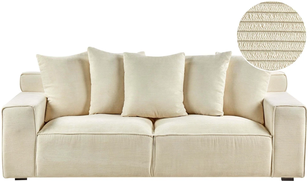 Beliani 3 vietų sofa VISKAN Velvetinis šviesiai smėlio spalvos