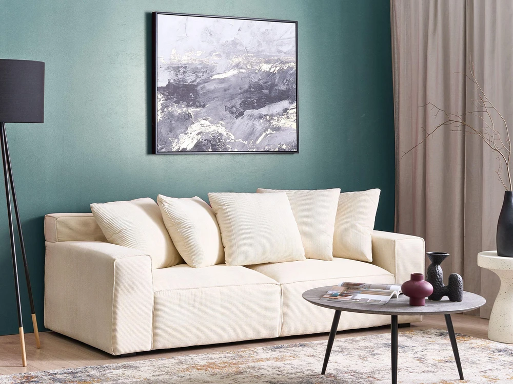 Beliani 3 vietų sofa VISKAN Velvetinis šviesiai smėlio spalvos