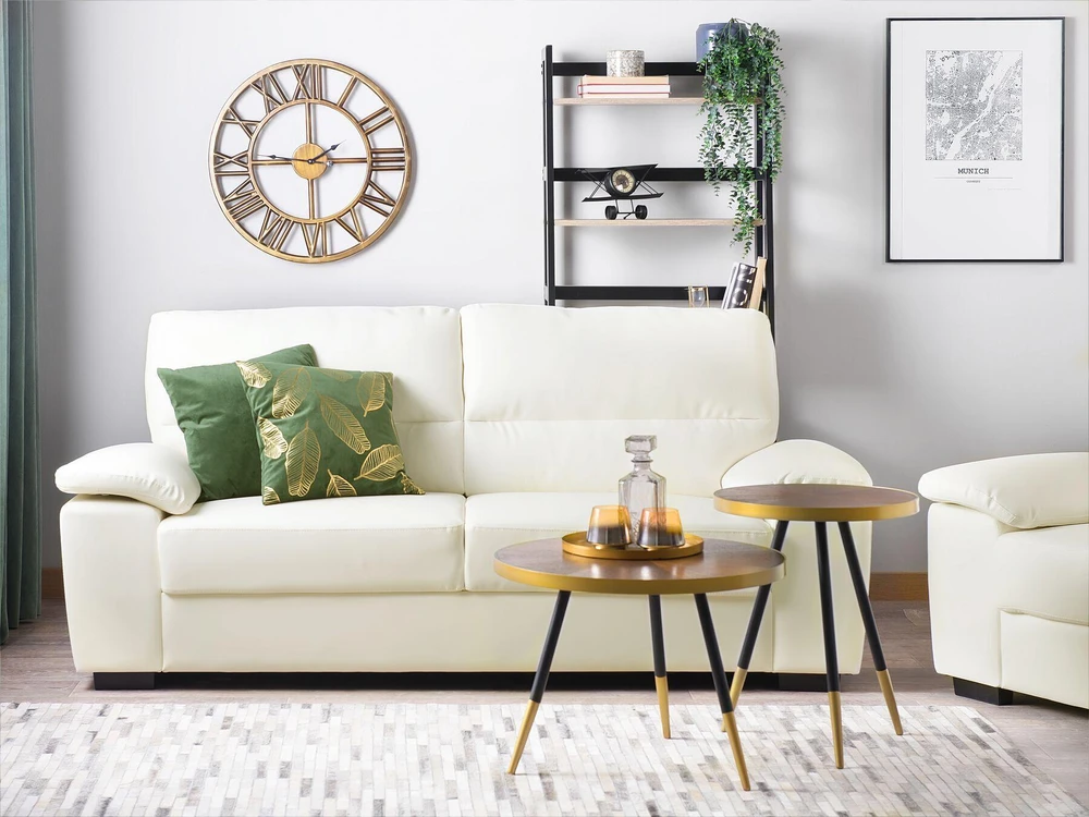 Beliani 3 vietų sofa VOGAR iš dirbtinės odos, kreminės spalvos