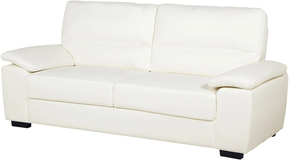 Beliani 3 vietų sofa VOGAR iš dirbtinės odos, kreminės spalvos