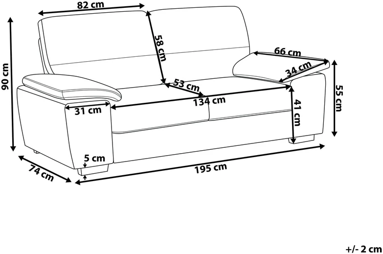 Beliani 3 vietų sofa VOGAR iš dirbtinės odos, kreminės spalvos