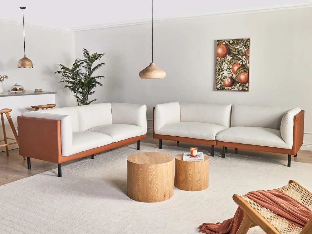Beliani 3 vietų sofa VORGOD, kreminė