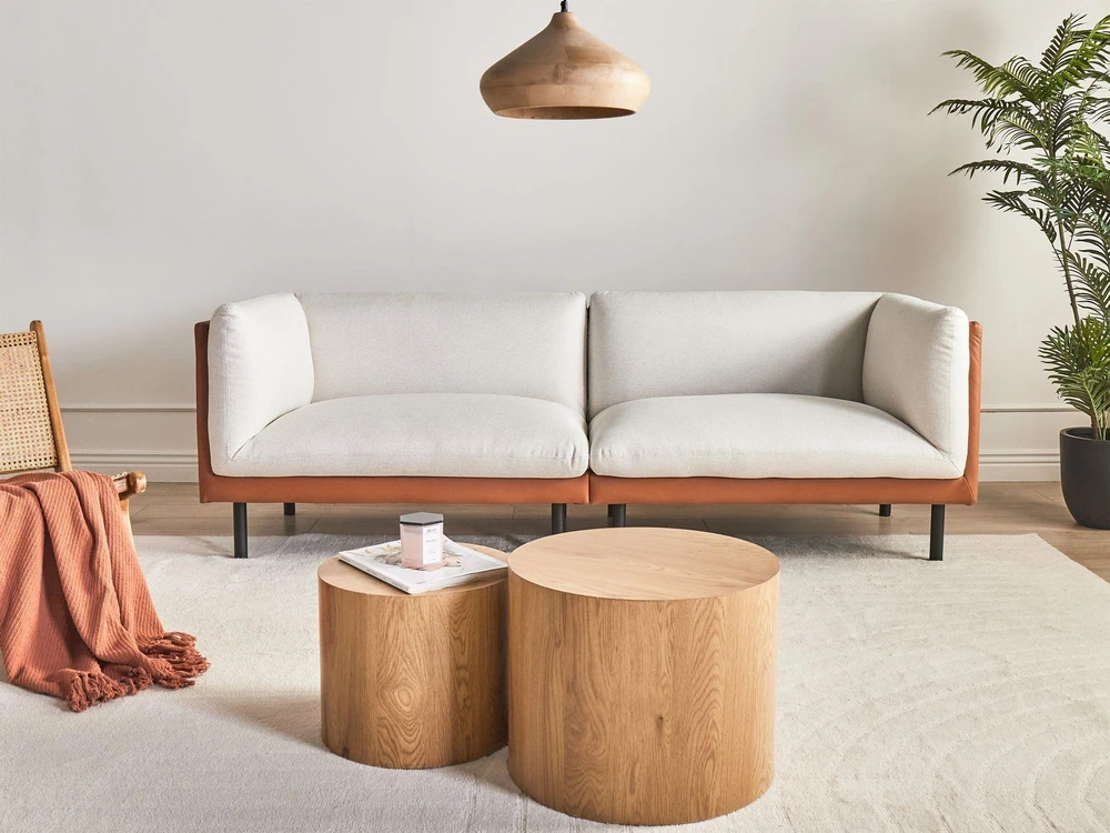 Beliani 3 vietų sofa VORGOD, kreminė