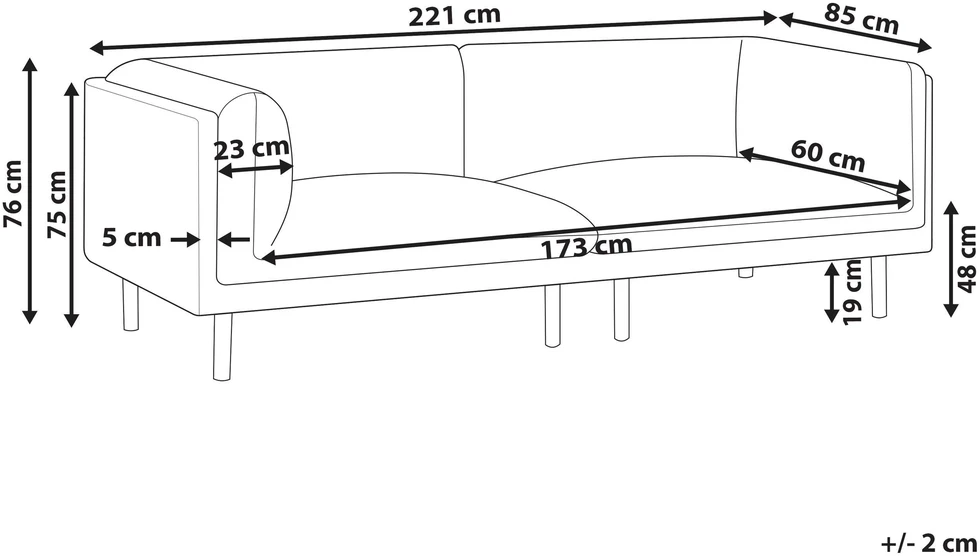 Beliani 3 vietų sofa VORGOD, kreminė