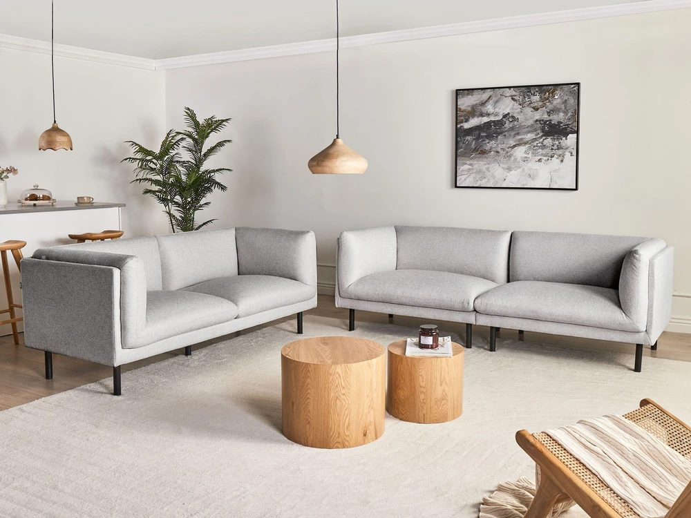Beliani 3 vietų sofa VORGOD šviesiai pilka