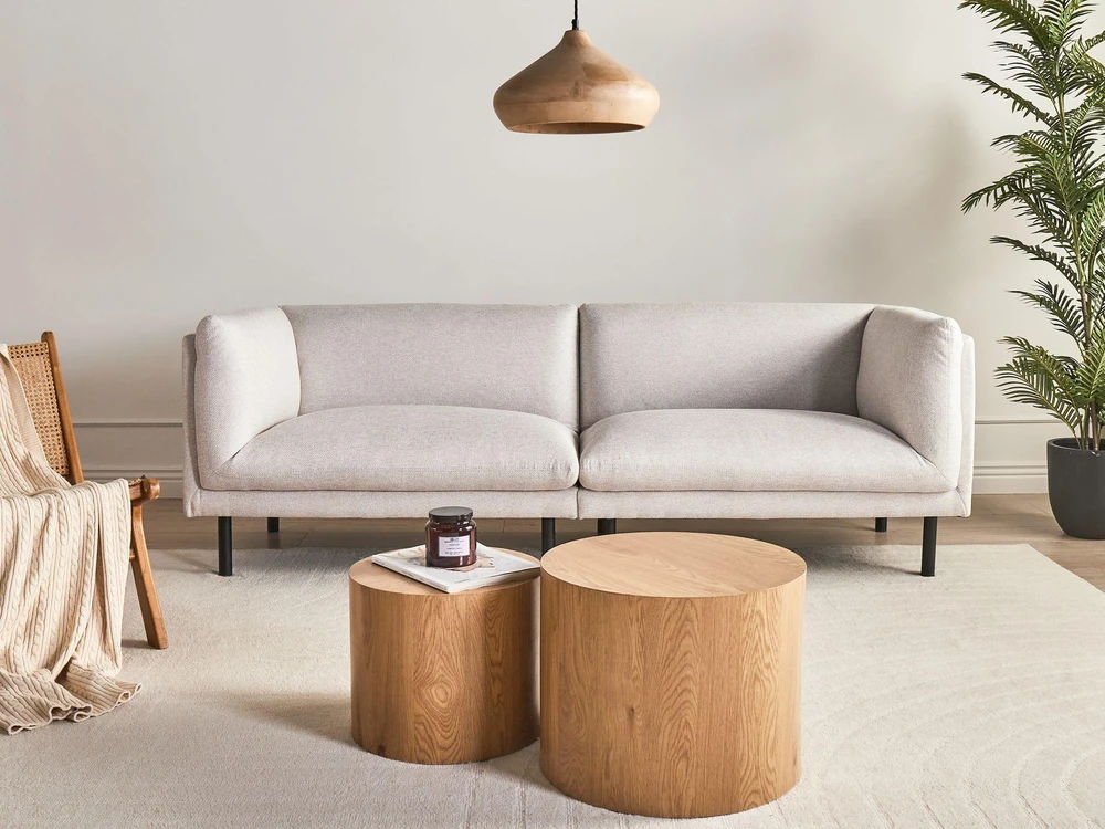 Beliani 3 vietų sofa VORGOD šviesiai smėlio spalvos